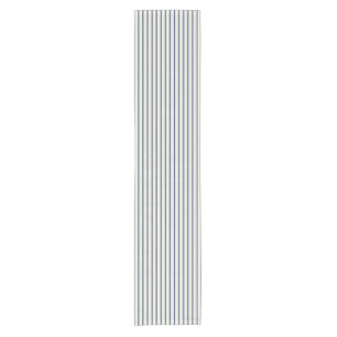 Navy Blue Narrow Vertical Ticking Stripe Short Table Runner