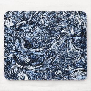 Navy Blue Nature Abstract Pattern Mouse Mat