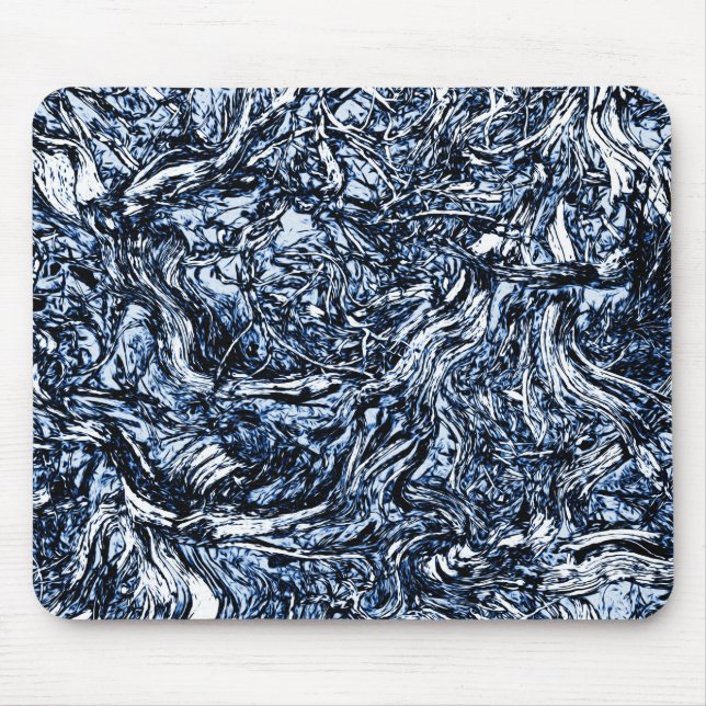 Navy Blue Nature Abstract Pattern Mouse Mat (Front)