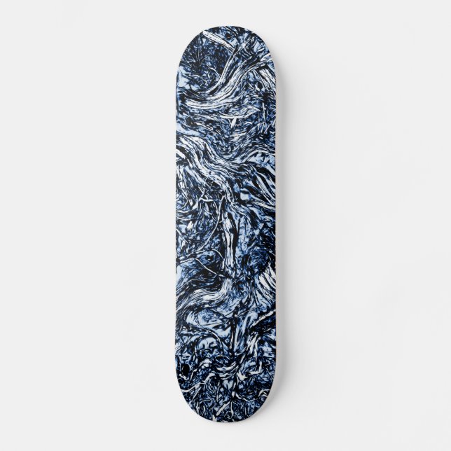 Navy Blue Nature Abstract Pattern Skateboard (Front)