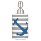 Navy Blue Nautical Anchor Bathroom Accessory Set