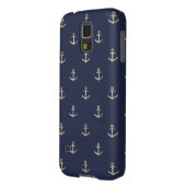Navy blue nautical anchor Case-Mate samsung galaxy case (Back Left)