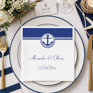 Navy Blue Nautical Anchor Napkin