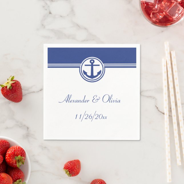 Navy Blue Nautical Anchor Napkin (Insitu)