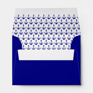 Navy Blue Nautical Anchor Pattern Envelopes