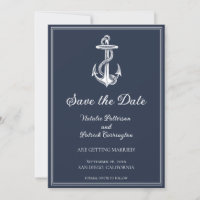 Navy Blue Nautical Anchor Save the Date