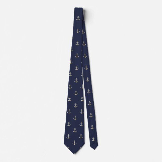 Navy blue nautical anchor tie (Front)