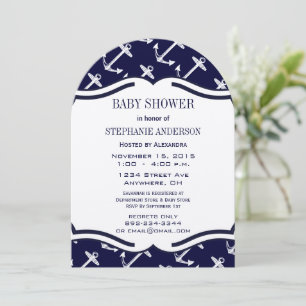 Navy Blue Nautical Baby Boy Shower Invitation