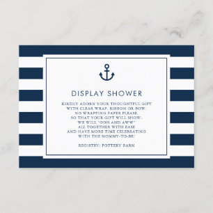 Navy Blue Nautical Baby Shower Display Shower Enclosure Card
