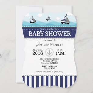 Navy Blue Nautical Baby Shower Invitation