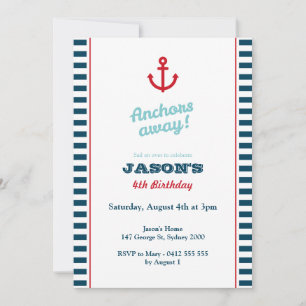 Navy Blue Nautical Birthday Invitation