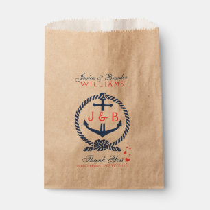 Navy Blue Nautical Boat Anchor And Rope Favour Bags