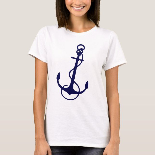 Navy Blue Nautical Boat Anchor T-Shirt (Front)