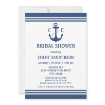 Navy Blue Nautical Bridal Shower Invitations
