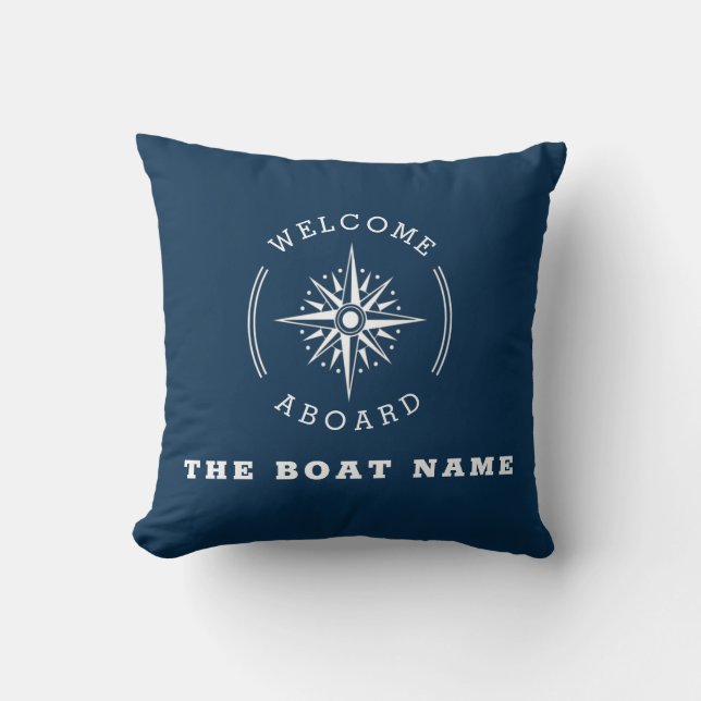 navy blue nautical compass boat ship cushion (Front)