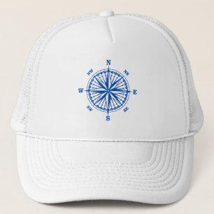 Navy Blue Nautical Compass Trucker Hat