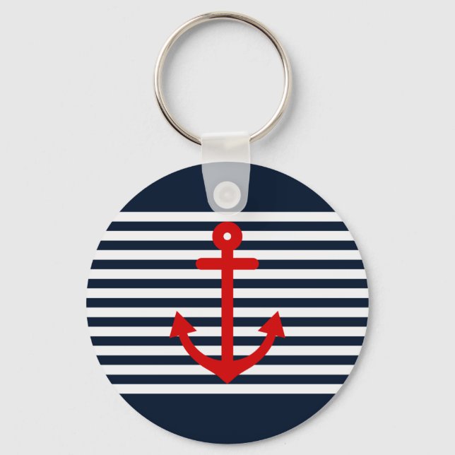 Navy Blue Nautical Key Ring (Front)