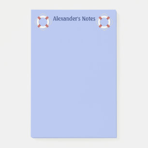 Navy Blue Nautical Lifesaver Monogram Post-it Notes