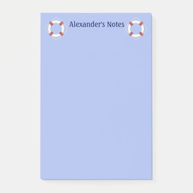 Navy Blue Nautical Lifesaver Monogram Post-it Notes (Front)