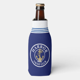 Navy Blue Nautical Monogrammed Bottle Cooler
