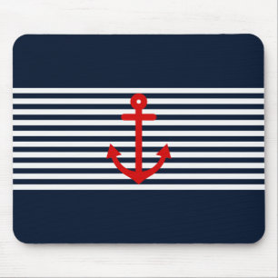 Navy Blue Nautical Mouse Mat