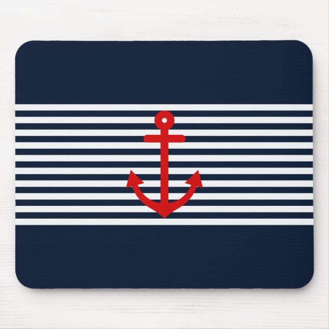 Navy Blue Nautical Mouse Mat (Front)