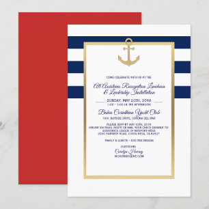 Navy Blue Nautical Party Event Invites