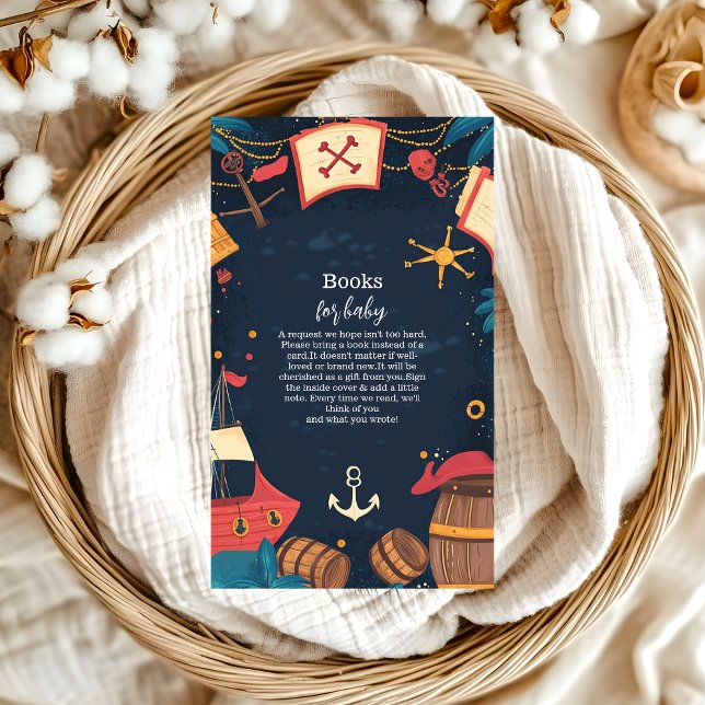 Navy Blue Nautical Pirate Baby Books for Baby Enclosure Card (Creator Uploaded)
