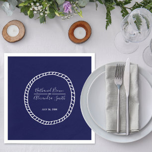 Navy Blue Nautical Rope Wedding Napkin