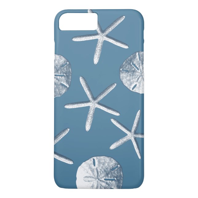 Navy Blue Nautical Seashells iPhone 7 Plus Case (Back)