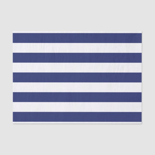 Navy Blue Nautical Stripes Tissue Paper (Front)