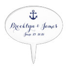 Navy Blue Nautical Wedding Cake Toppers