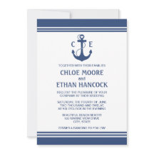 Navy Blue Nautical Wedding Invitations