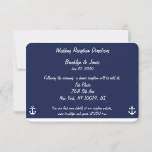 Navy Blue Nautical Wedding Maps And Directions Invitation