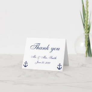 Navy Blue Nautical Wedding Thank You Cards