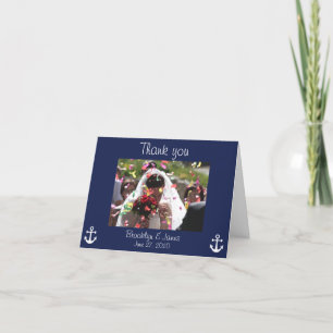 Navy Blue Nautical Wedding Thank You Cards Picture