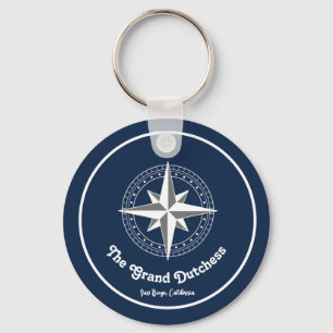 Navy Blue Nautical Welcome About Custom Boat  Key Ring