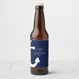 Navy Blue, Nautical with Anchor Beer Bottle Label