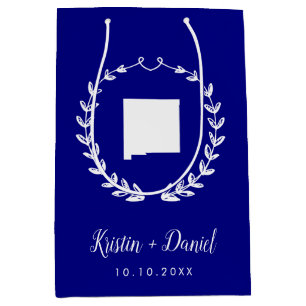 Navy Blue New Mexico Map Wedding Welcome Swag Medium Gift Bag