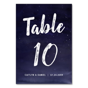 Navy Blue Night Sky Wedding Table Number