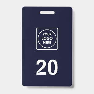 Navy Blue Number Custom Hospitality Logo Design ID Badge
