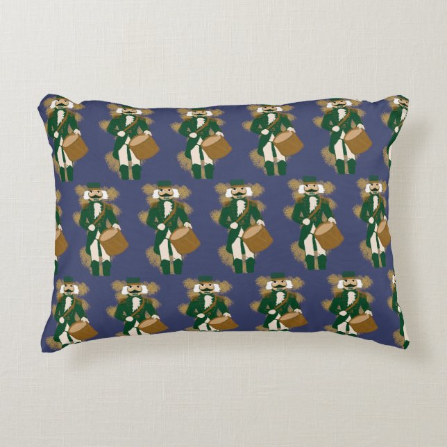 Navy Blue Nutcracker Christmas Decorative Cushion (Front)