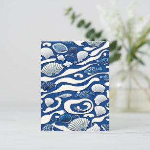Navy blue ocean postcard