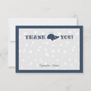 Navy Blue Ocean Whale Thank You Card