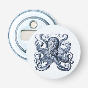 Navy Blue Octopus illustration by Ernst Haeckel Bottle Opener