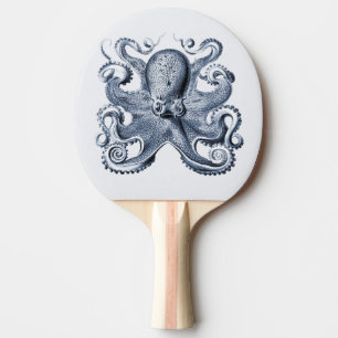 Navy Blue Octopus illustration by Ernst Haeckel Ping Pong Paddle