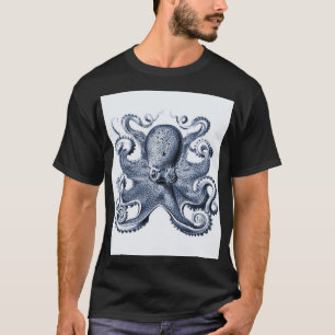 Navy Blue Octopus illustration by Ernst Haeckel T-Shirt