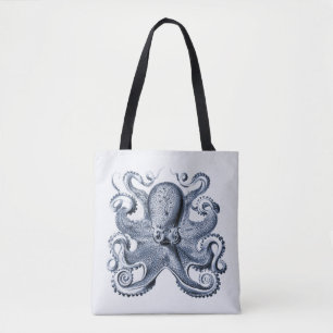 Navy Blue Octopus illustration by Ernst Haeckel Tote Bag
