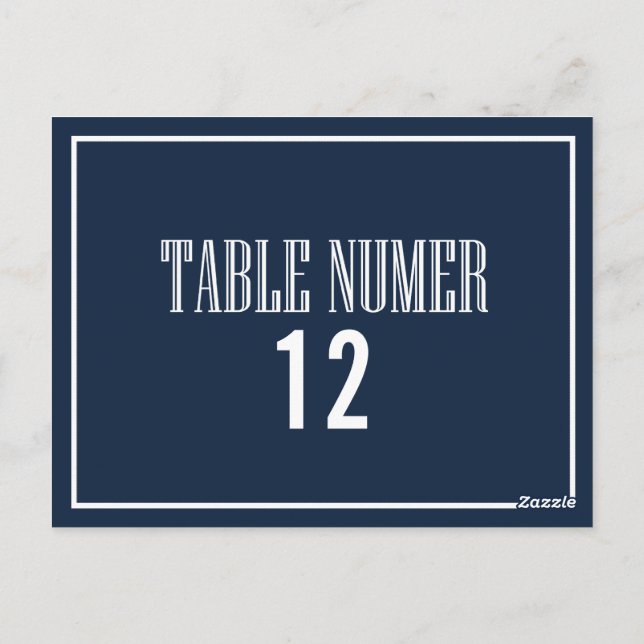 Navy Blue Old Fashion Table Number Postcard (Back)