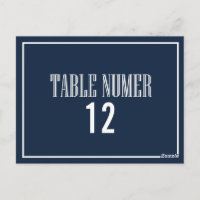 Navy Blue Old Fashion Table Number Postcard